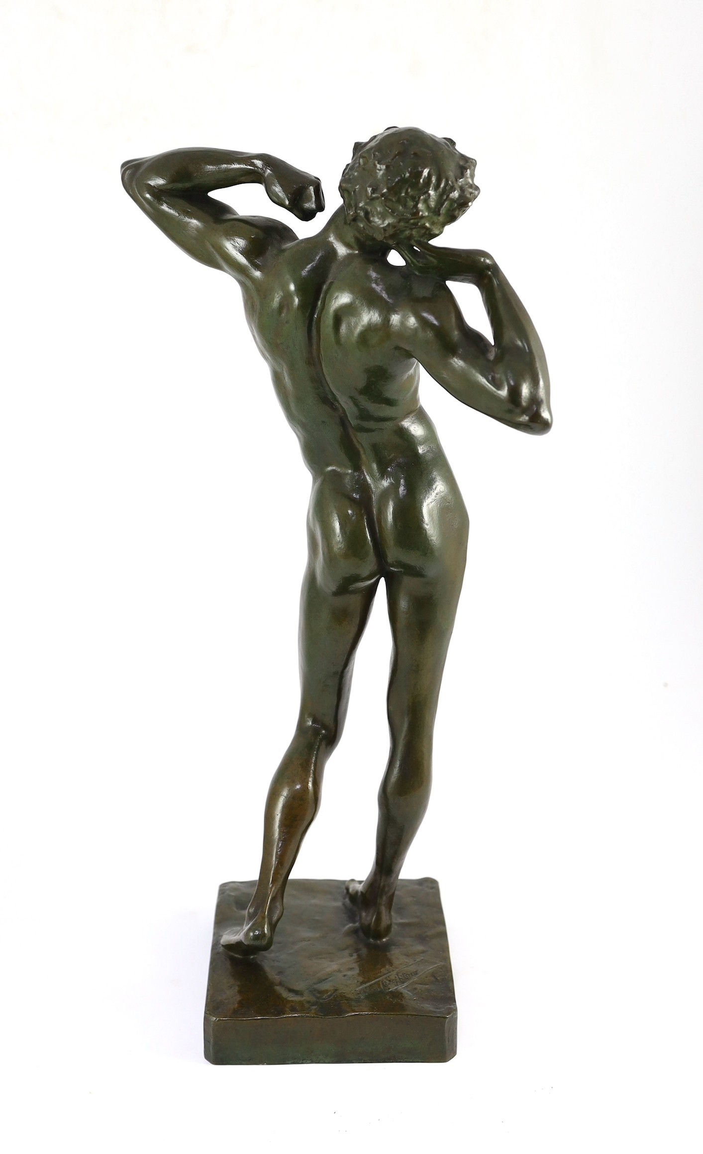 After Lord Frederick Leighton (English, 1830-1896), bronze, The Sluggard, height 51cm